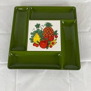 Vintage Japan Divided Serving Tray 12” Olive Green MCM